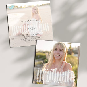 Invitation Graduate Simple Modern Two Photo