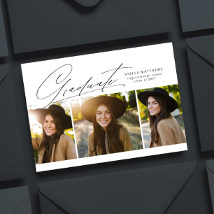 Invitation Graduate trois photo simple moderne graduation