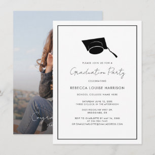 Invitation Graduation 2023 Photo Elegant Script Grad Party