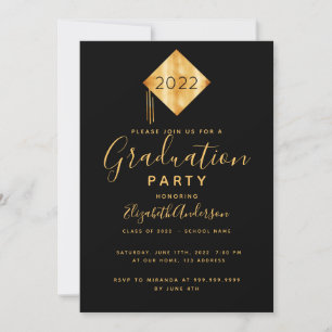 Invitation Graduation 2024 partie supérieure or noir