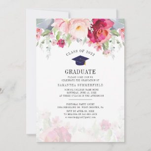 Invitation Graduation 2024 Watercolor Grad Floral Party