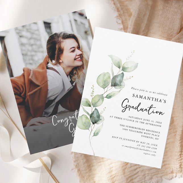 Invitation Graduation 2025 Botanical Photo Grad Party (Graduation 2025 Botanical Photo Grad Party Invitation)