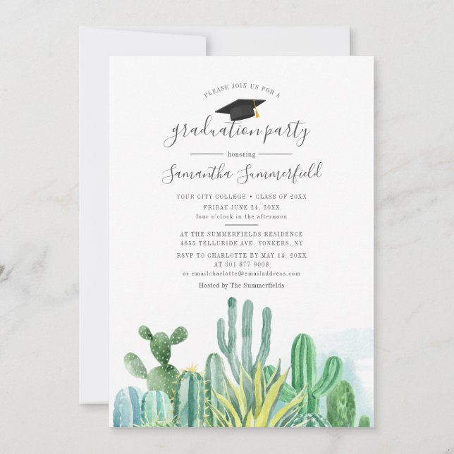 Invitation Graduation 2025 Cactus Grad Party (Devant)
