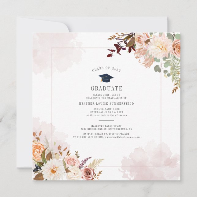 Invitation Graduation 2025 Florom Floral Grad Party (Devant)