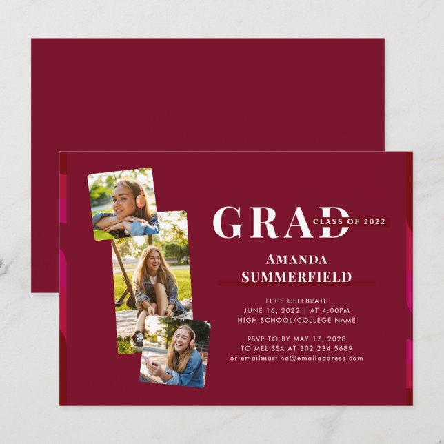 Invitation Graduation 2025 Grad Photos Party (Devant / Derrière)