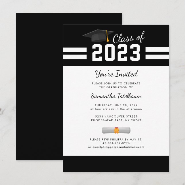 Invitation Graduation 2025 Modern Grad Party (Devant / Derrière)