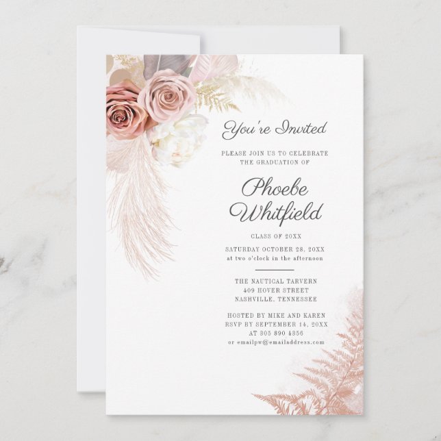 Invitation Graduation 2025 Pampas Grass Party (Devant)