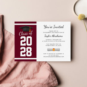 Invitation Graduation 2025 Parti Bourgogne Moderne Grad