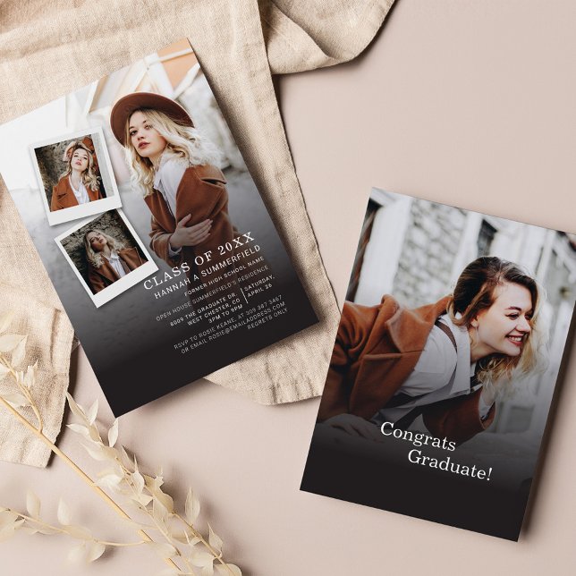 Invitation Graduation 2025 Party Photo Collage Moderne Grad (Créateur téléchargé)