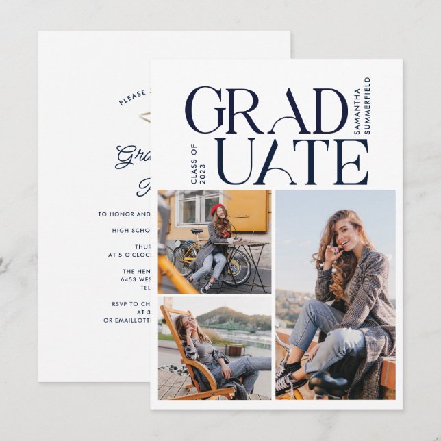 Invitation Graduation 2025 Photo Collage Grad Party (Devant / Derrière)