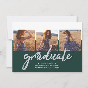 Invitation Graduation 2025 Photo Collage Grad Party Green