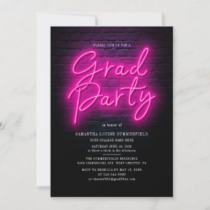Invitation Graduation 2025 Photos Pink Neon Graduate Party