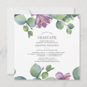 Invitation Graduation 2025 Watercolor Eucalyptus Party