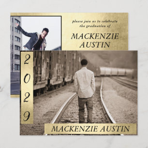 Invitation Graduation 2 Photo Sophisticated Gold Keepsaké
