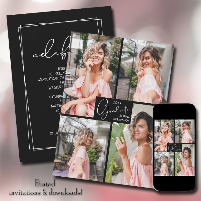 Invitation Graduation 4 Photo Collage Party (Créateur téléchargé)