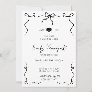 Invitation Graduation à main dessinée à l'arc photo ondulée s