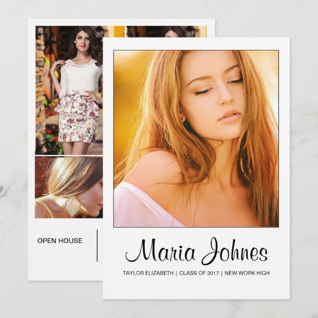 Invitation Graduation Announcement Card Template (Devant / Derrière)