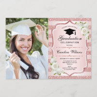 Graduation avec photo - Rose Gold White