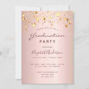 Invitation Graduation blush rose or rose étoiles 2025