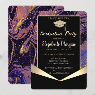 Invitation Graduation Cap, Confetti Marbre Pierre Graduation