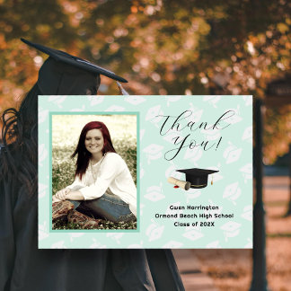 Invitation Graduation Caps Photo Thank You Message Cards