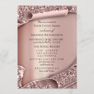 Invitation Graduation CASQUETTE Parties scintillant Rose 3D m