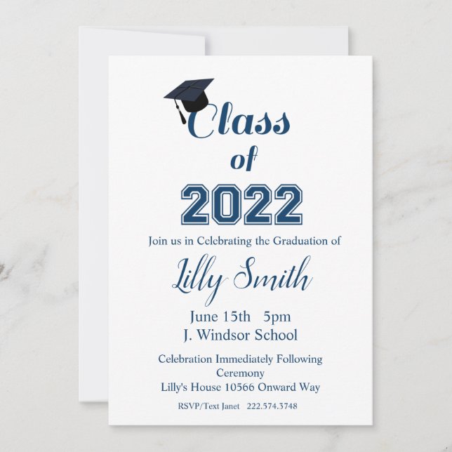 Invitation Graduation, Classe de 2022 (Devant)