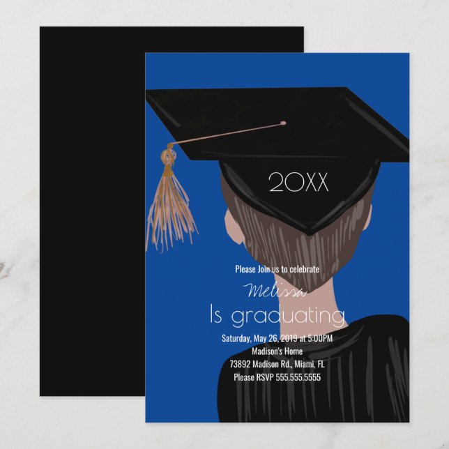 Invitation Graduation College High School Graduate Man Party (Devant / Derrière)