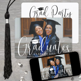 Invitation Graduation conjointe Moderne Script Diplômés Photo