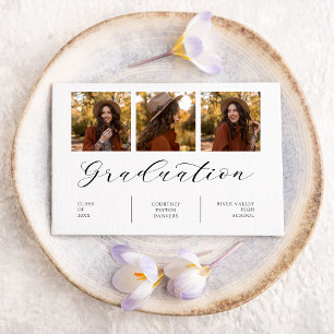 Invitation Graduation de collage minimaliste 3 photos