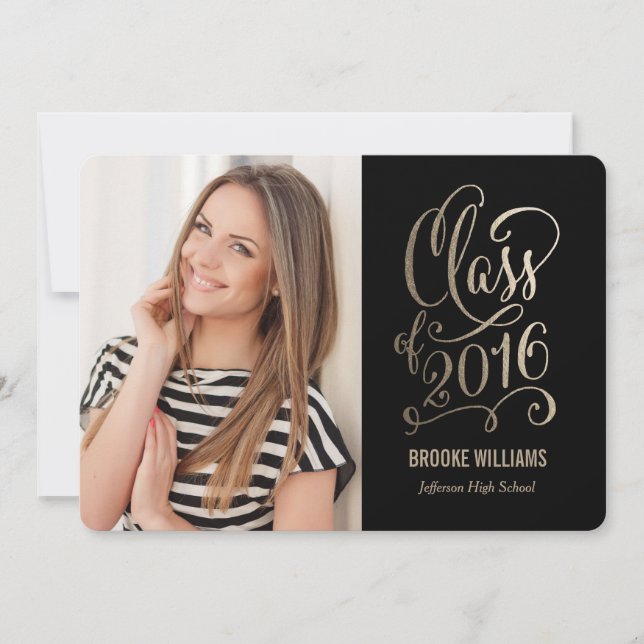 Invitation Graduation de couleur modifiable de l'année stella (Devant)