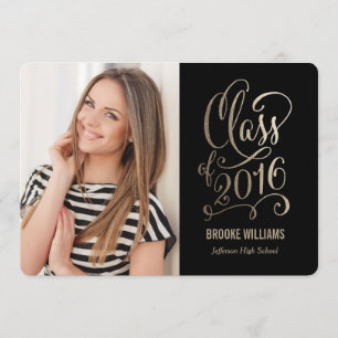 Invitation Graduation de couleur modifiable de l'année stella