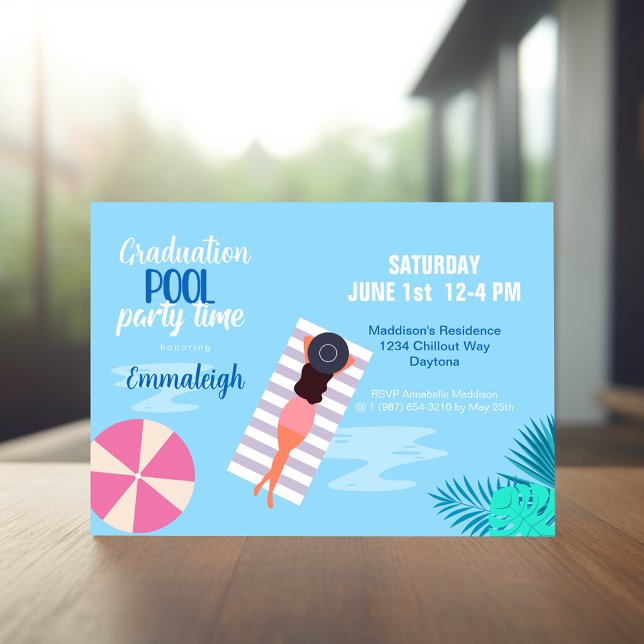 Invitation Graduation de la fête de la piscine moderne (Créateur téléchargé)