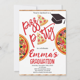 Invitation Graduation de la fête de la pizza