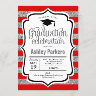 Invitation Graduation de la fête de l'argent rouge
