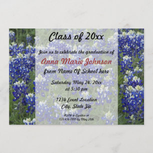 Invitation Graduation de la photo de terrain du Texas Bluebon