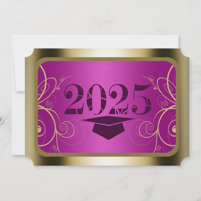 Invitation Graduation de la trame violet et or (Devant)