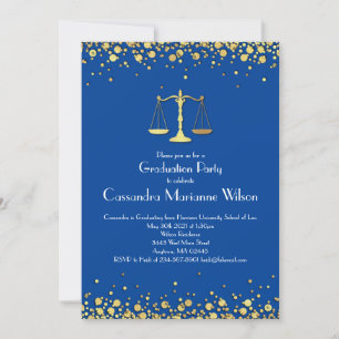 Invitation Graduation de l'école d'avocat Gold Blue