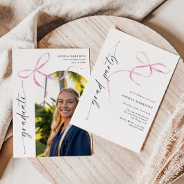 Invitation Graduation de script vertical en arc rose