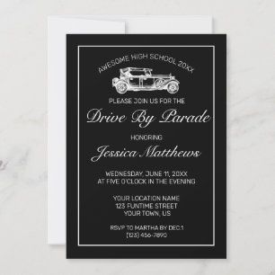Invitation Graduation Drive By Parade Moderne minimaliste Noi
