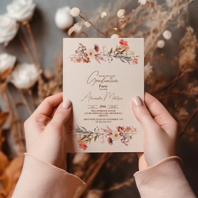 Invitation Graduation fleur sauvage du jardin botanique (Créateur téléchargé)