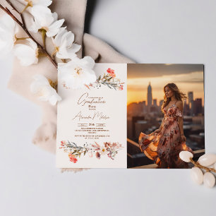 Invitation Graduation Fleur sauvage en botanique