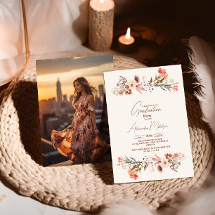 Invitation Graduation Fleur sauvage en botanique