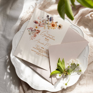 Invitation Graduation Fleur sauvage moderne