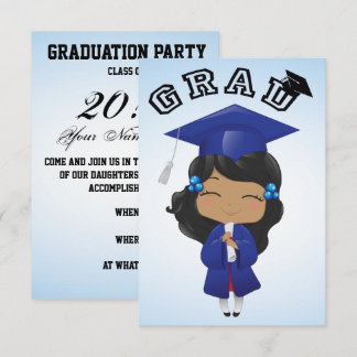 Invitation Graduation Girl in Blue