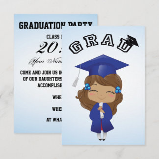 Invitation Graduation Girl in Blue