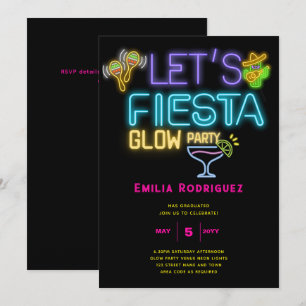 Invitation Graduation Glow Party Invitación Fiesta de Neón
