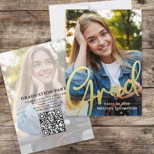 Invitation Graduation Gold Calligraphie   Site Web du code QR