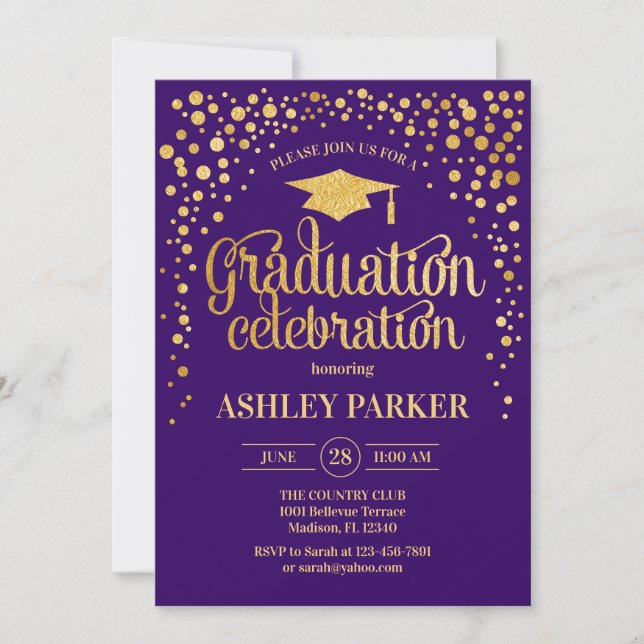 Invitation Graduation - Gold Purple (Devant)
