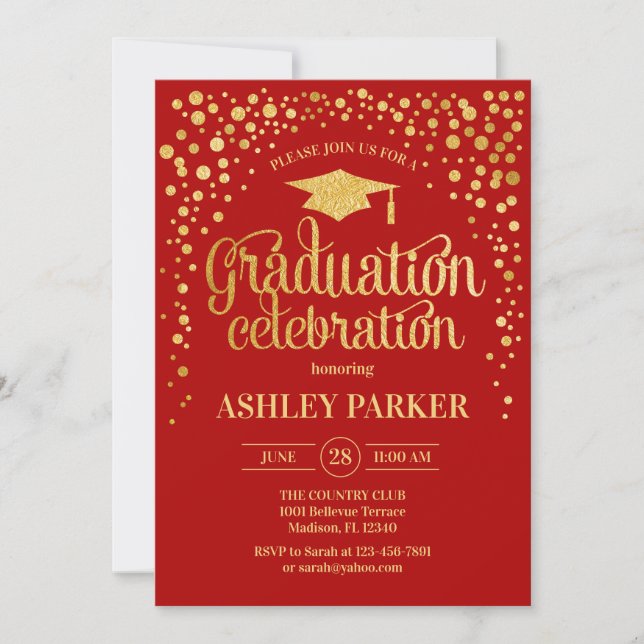 Invitation Graduation - Gold Red (Devant)
